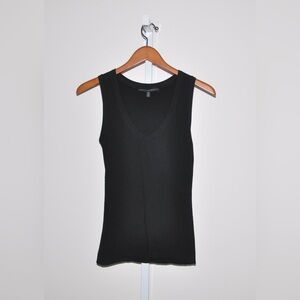 White House Black Market Knit Black V Neck Tank Top Shirt Size XS MSRP $79